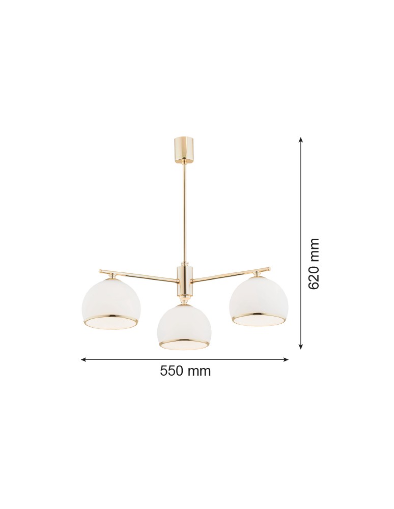 Argon MARBELLA żyrandol 3 pł. 3x15W (max) opal mat mosiądz 1488 Argon MARBELLA żyrandol 3 pł. 3x15W (max) opal mat mosiądz 1488