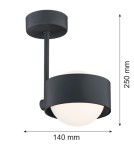 Lampy wiszące pojedyncze - Argon MASSIMO PLUS lampa wisząca 1 pł. 1x6W LED (max) opal mat IP44 czarny struktura 8060 - product 2
