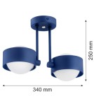 Lampy wiszące - Argon MASSIMO PLUS lampa wisząca 2 pł. 2x6W LED (max) opal mat IP44 granat struktura 7090 - product 2