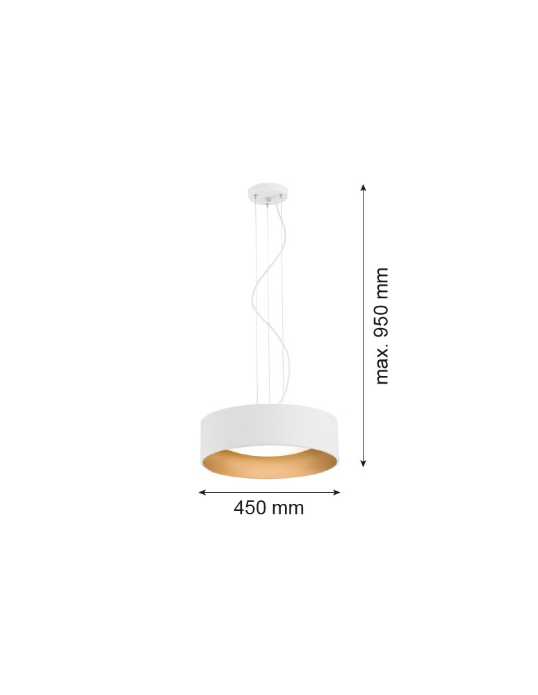 Lampy wiszące - Argon MOHITO lampa wisząca 3 pł. 3x15W (max) biały struktura na zewnątrz złoty wewnątrz 1213 - product kolory-swiatla.pl 2
