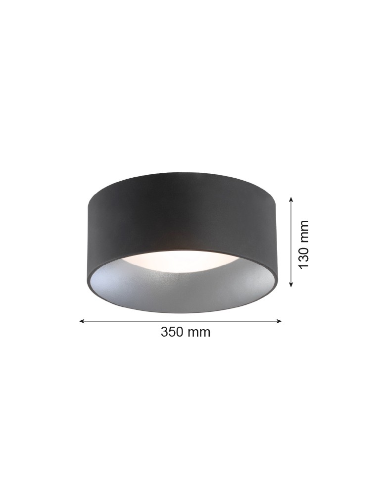 Lampy sufitowe okrągłe - Argon MOHITO plafon 2 pł. 2x15W (max) czarny struktura na zewnątrz srebrny wewnątrz 704 - product kolory-swiatla.pl 2