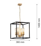 Lampy wiszące w stylu Hampton - Argon MONZANO zwis 4 pł. 4x15W (max) czarny stare złoto 1824 - product 4