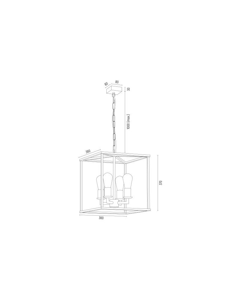 Argon MONZANO zwis 4 pł. 4x15W (max) czarny stare złoto 1824
