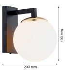Kinkiety - Argon MORITZ kiniet 1 pł. 1x15W (max) opal mat czarny struktura 4771 - product 4