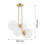Argon MORITZ lampa wisząca 4 pł. 4x15W (max) opal mat mosiądz 1743 Argon MORITZ lampa wisząca 4 pł. 4x15W (max) opal mat mosiądz 1743