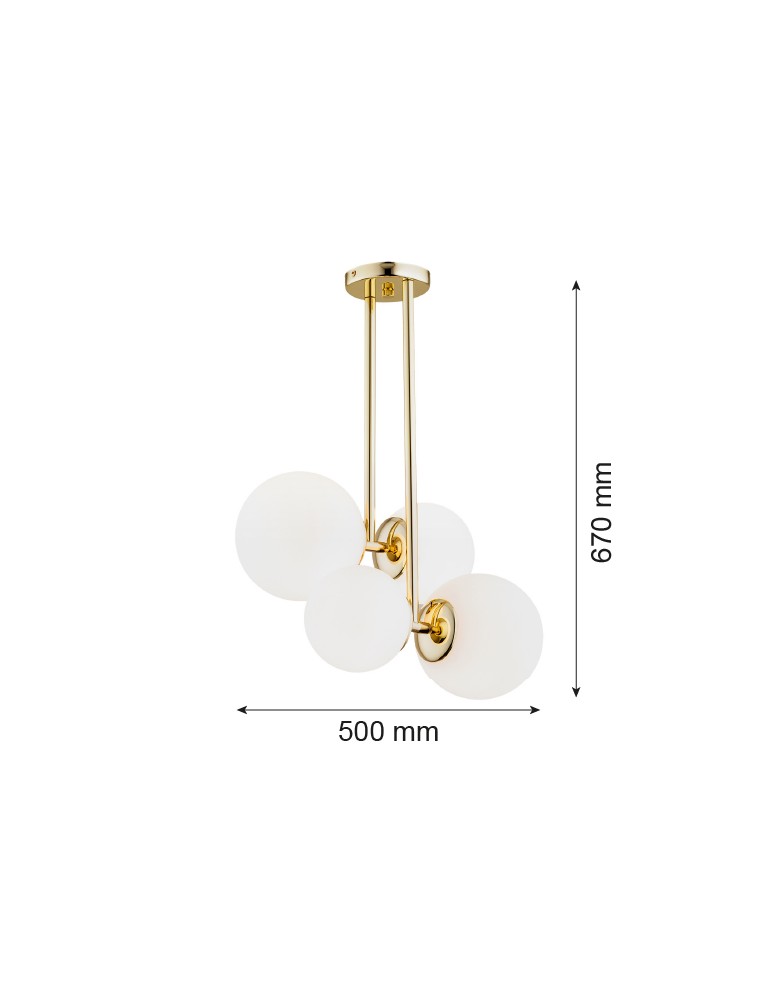 Argon MORITZ lampa wisząca 4 pł. 4x15W (max) opal mat mosiądz 1743 Argon MORITZ lampa wisząca 4 pł. 4x15W (max) opal mat mosiądz 1743