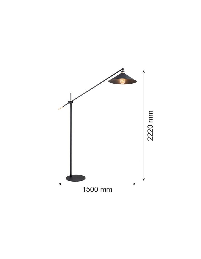 Argon NASHVILLE lampa podłogowa 1 pł. 1x15W (max) czarny struktura elementy mosiądzowane 4732 Argon NASHVILLE lampa podłogowa 1 pł. 1x15W (max) czarny struktura elementy mosiądzowane 4732