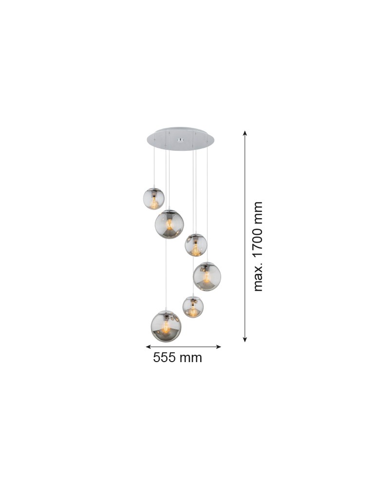 Argon OPTICA lampa wisząca 6 pł. na okrągłej podsufitce 6x15W (max) lister grafit chrom 2529 Argon OPTICA lampa wisząca 6 pł. na okrągłej podsufitce 6x15W (max) lister grafit chrom 2529