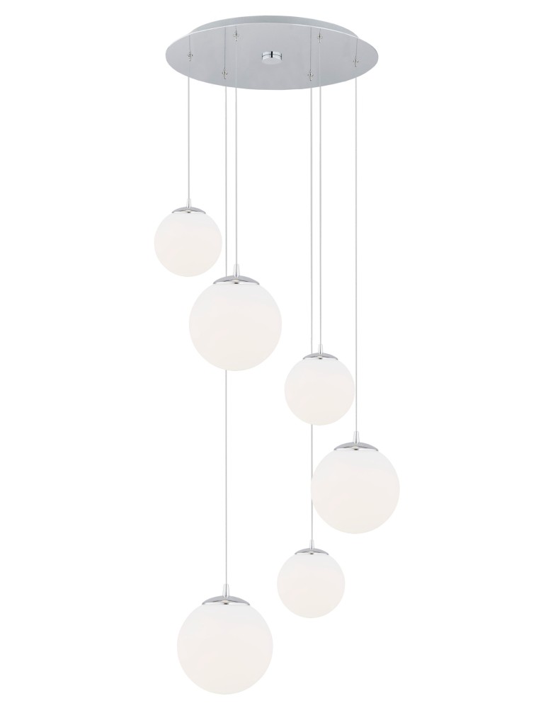 Argon OPTICA lampa wisząca 6 pł. na okrągłej podsufitce 6x15W (max) opal chrom 2530