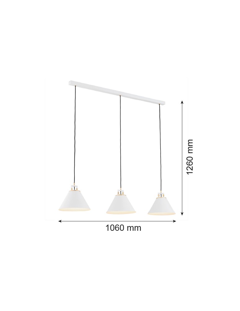 Argon ORTE lampa wisząca 3 pł. 3x15W (max) biały struktura elementy mosiądzowane 6173 Argon ORTE lampa wisząca 3 pł. 3x15W (max) biały struktura elementy mosiądzowane 6173