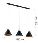 Argon ORTE lampa wisząca 3 pł. 3x15W (max) czarny struktura elementy mosiądzowane 6174 Argon ORTE lampa wisząca 3 pł. 3x15W (max) czarny struktura elementy mosiądzowane 6174