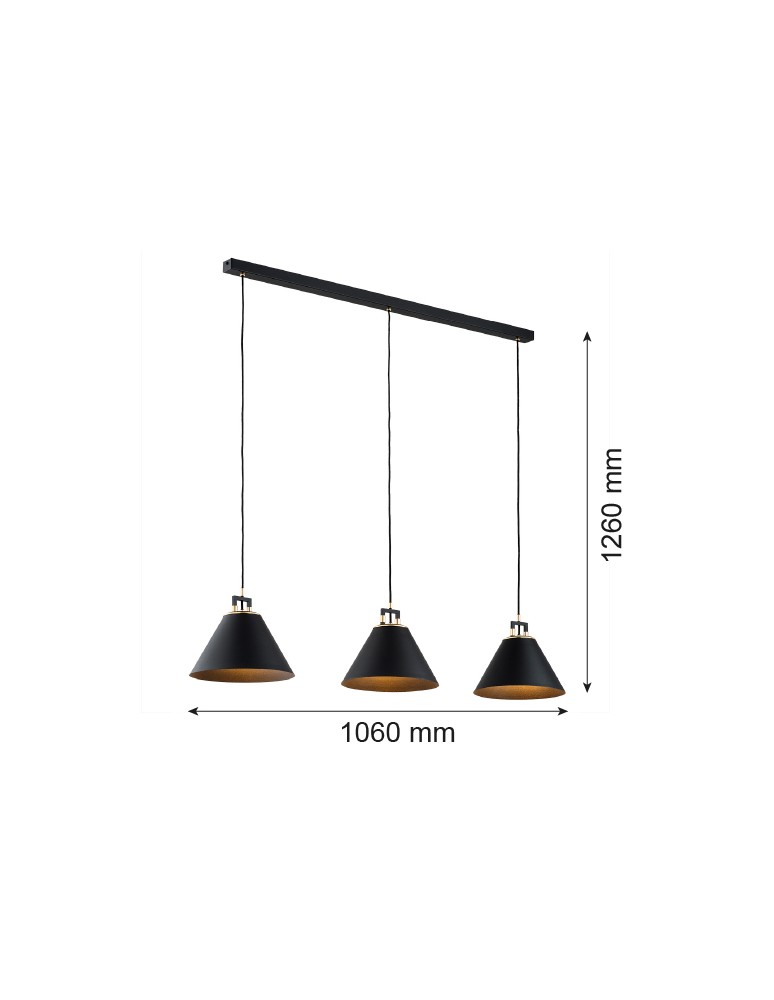 Argon ORTE lampa wisząca 3 pł. 3x15W (max) czarny struktura elementy mosiądzowane 6174 Argon ORTE lampa wisząca 3 pł. 3x15W (max) czarny struktura elementy mosiądzowane 6174
