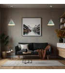 Lampy wiszące industrialne - Argon ORTE lampa wisząca 1 pł. 1x15W (max) szałwia struktura elementy mosiądzowane 4916 - product 2