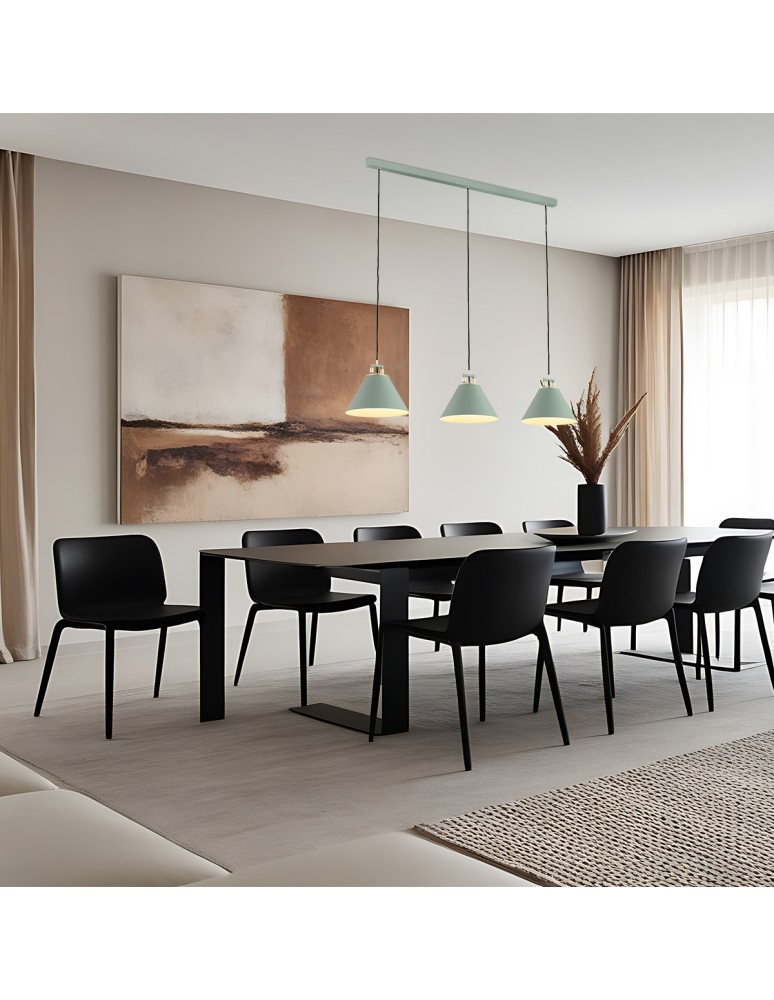 Lampy wiszące - Argon ORTE lampa wisząca 3 pł. 3x15W (max) szałwia struktura elementy mosiądzowane 6177 - product kolory-swiatla.pl 2