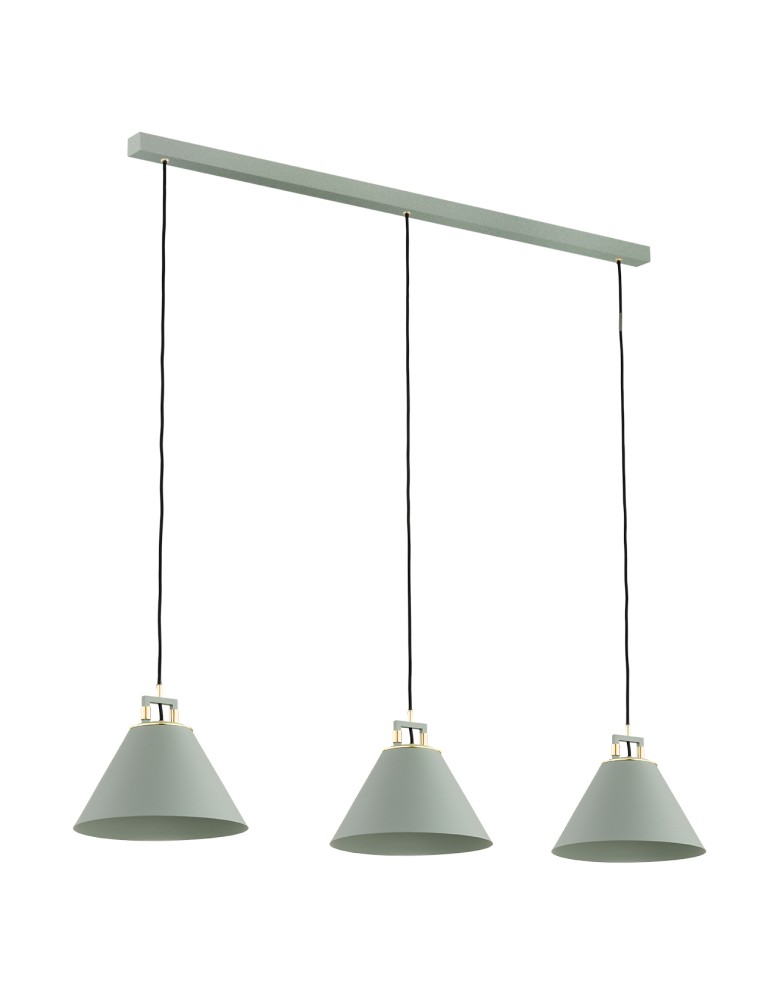 Lampy wiszące - Argon ORTE lampa wisząca 3 pł. 3x15W (max) szałwia struktura elementy mosiądzowane 6177 - product kolory-swiatla.pl 3