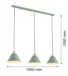 Lampy wiszące - Argon ORTE lampa wisząca 3 pł. 3x15W (max) szałwia struktura elementy mosiądzowane 6177 - product 5