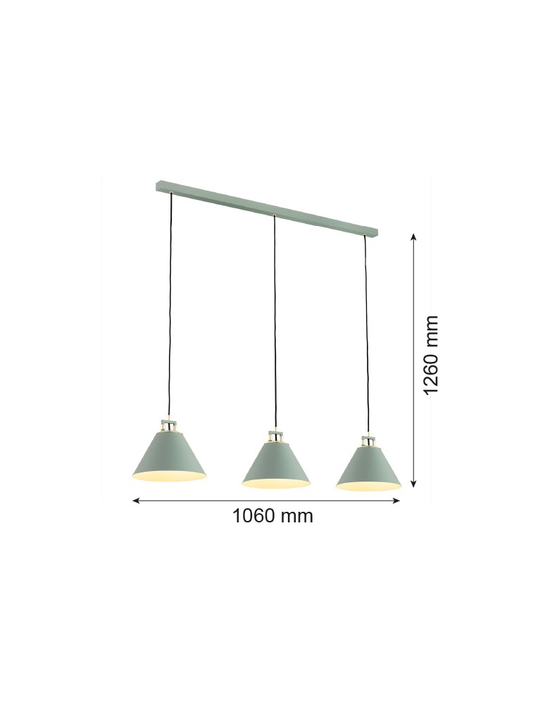 Lampy wiszące - Argon ORTE lampa wisząca 3 pł. 3x15W (max) szałwia struktura elementy mosiądzowane 6177 - product kolory-swiatla.pl 5