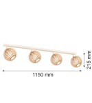 Lampy sufitowe drewniane - Argon PARULA plafon 4 pł. 4x7W (max) jasny brąz beż 1820 - product 3