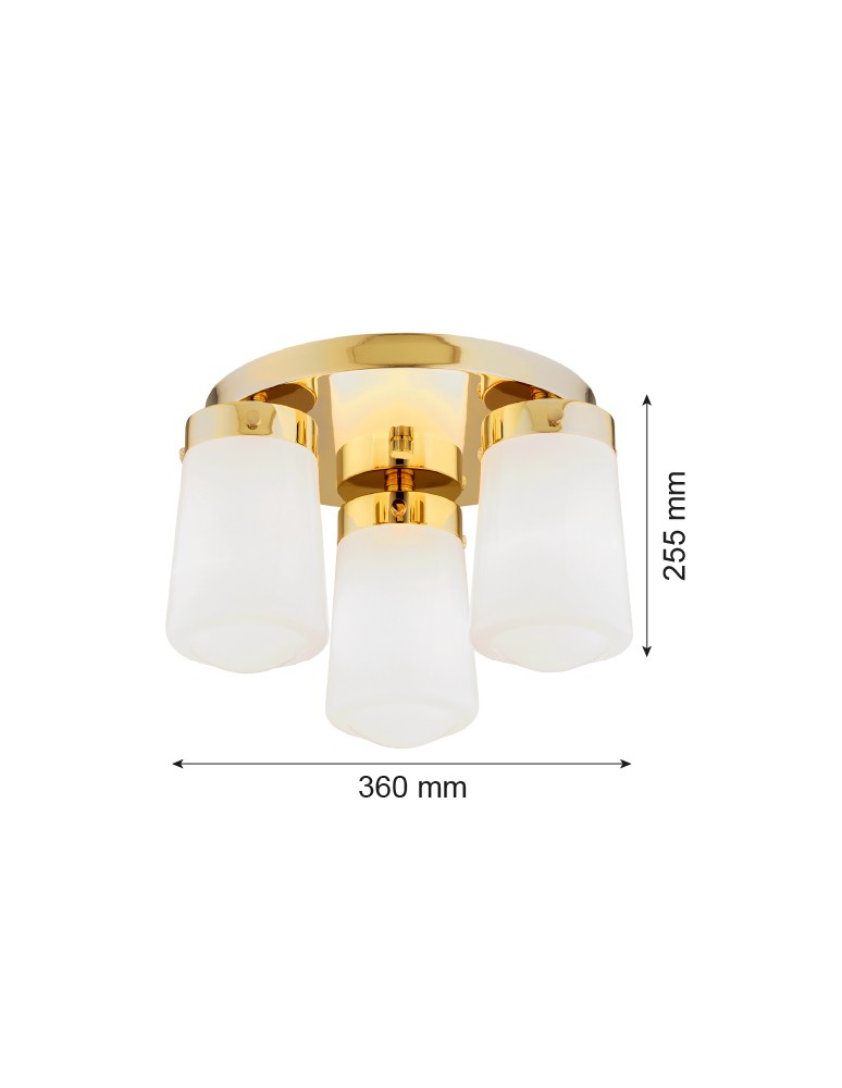 Argon PASADENA plafon 3 pł. 3x15W (max) biały połysk IP44 mosiądz 6165 Argon PASADENA plafon 3 pł. 3x15W (max) biały połysk IP44 mosiądz 6165