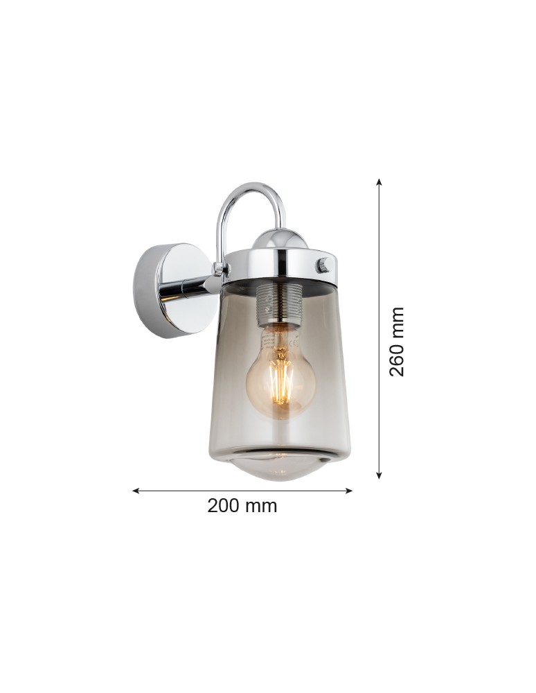 Argon PASADENA kinkiet 1 pł. 1x15W (max) dymny IP44 chrom 4718