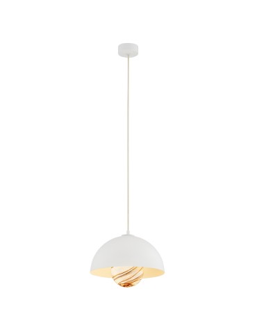 Argon PIAVA 8443 lampa wisząca 1 pł., klosz biało-brązowy (marmurek), elementy kremowe białe szkło, stal lakierowana