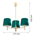 Żyrandole 3 punktowe - Argon PONTE PLUS żyrandol 3 pł. 3x15W (max) zielony ciemny mosiądz 6192 - product 3