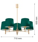Żyrandole 5 punktowe - Argon PONTE PLUS żyrandol 5 pł. 5x15W (max) zielony ciemny mosiądz 2145 - product 3