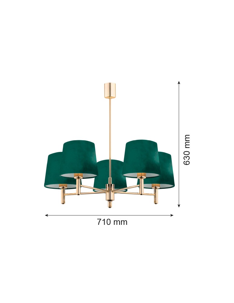Argon PONTE PLUS żyrandol 5 pł. 5x15W (max) zielony ciemny mosiądz 2145