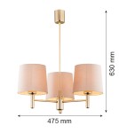 Żyrandole z abażurem - Argon PONTE PLUS żyrandol 3 pł. 3x15W (max) beżowy ciemny mosiądz 6109 - product 7