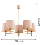 Żyrandole klasyczne - Argon PONTE PLUS żyrandol 5 pł. 5x15W (max) beżowy ciemny mosiądz 2105 - product 6
