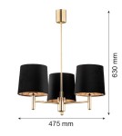 Żyrandole klasyczne - Argon PONTE PLUS żyrandol 3 pł. 3x15W (max) czarny ciemny mosiądz 6111 - product 7