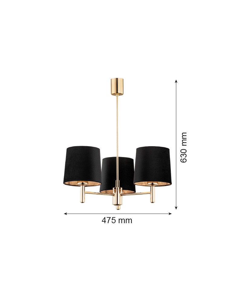 Argon PONTE PLUS żyrandol 3 pł. 3x15W (max) czarny ciemny mosiądz 6111