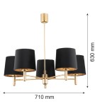 Żyrandole klasyczne - Argon PONTE PLUS żyrandol 5 pł. 5x15W (max) czarny ciemny mosiądz 2107 - product 7