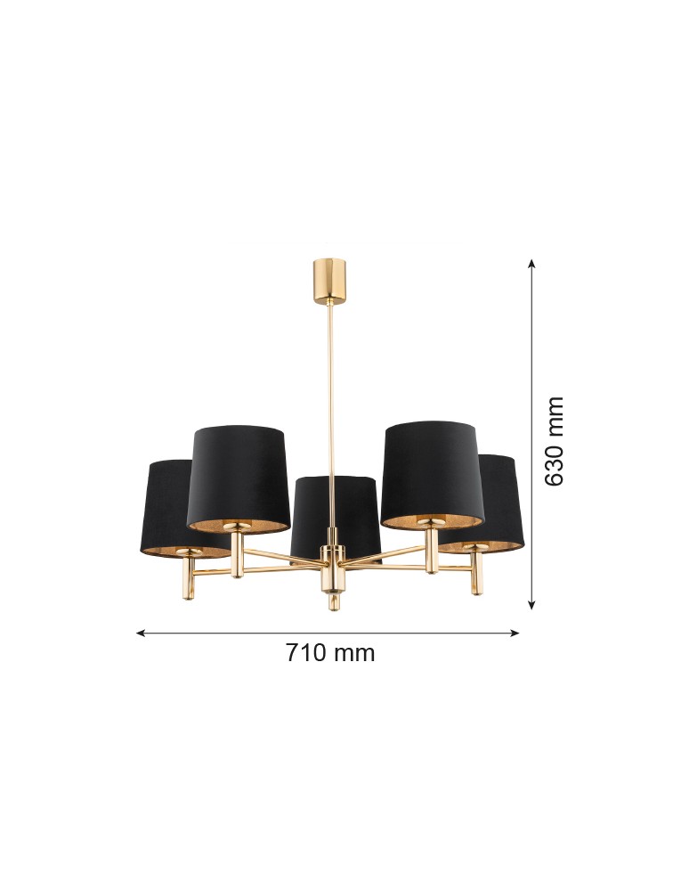 Argon PONTE PLUS żyrandol 5 pł. 5x15W (max) czarny ciemny mosiądz 2107