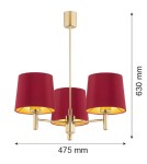 Żyrandole 3 punktowe - Argon PONTE PLUS żyrandol 3 pł. 3x15W (max) czerwony ciemny mosiądz 6266 - product 5