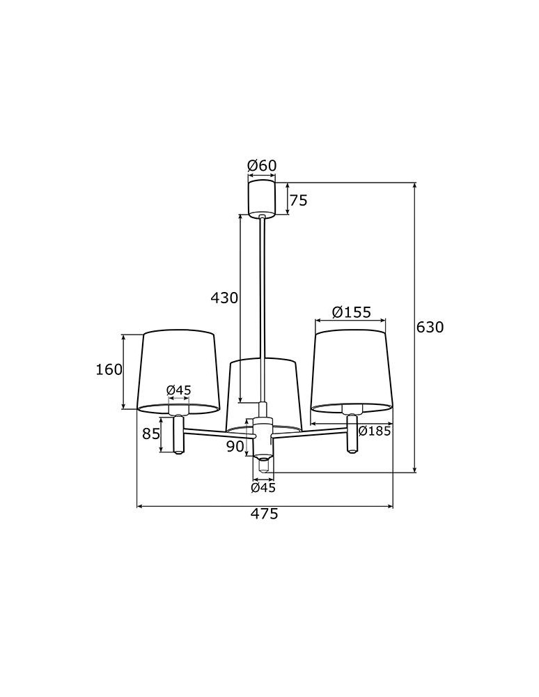 Argon PONTE PLUS żyrandol 3 pł. 3x15W (max) czerwony ciemny mosiądz 6266