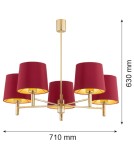 Żyrandole 5 punktowe - Argon PONTE PLUS żyrandol 5 pł. 5x15W (max) czerwony ciemny mosiądz 2169 - product 5