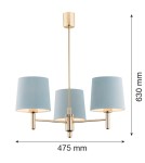 Argon PONTE lampa wisząca 3 pł. 3x15W (max) błękit ciemny mosiądz 1484 Argon PONTE lampa wisząca 3 pł. 3x15W (max) błękit ciemny mosiądz 1484