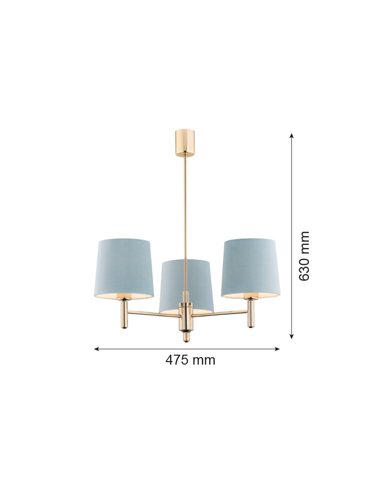 Argon PONTE lampa wisząca 3 pł. 3x15W (max) błękit ciemny mosiądz 1484 Argon PONTE lampa wisząca 3 pł. 3x15W (max) błękit ciemny mosiądz 1484