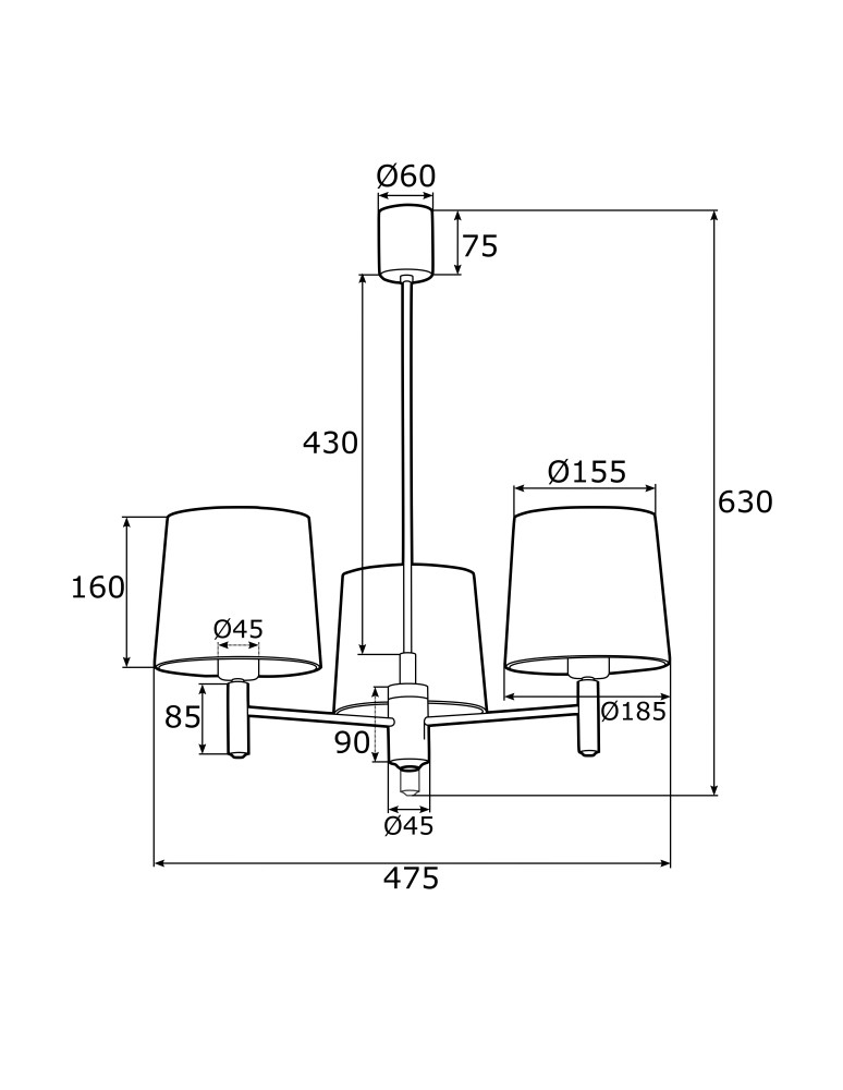 Argon PONTE lampa wisząca 3 pł. 3x15W (max) błękit ciemny mosiądz 1484 Argon PONTE lampa wisząca 3 pł. 3x15W (max) błękit ciemny mosiądz 1484