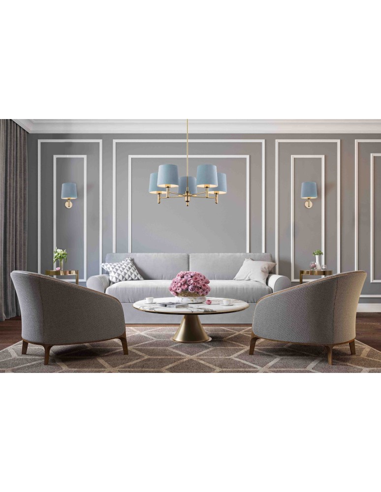 Argon PONTE lampa wisząca 5 pł. 5x15W (max) błękit ciemny mosiądz 2085 Argon PONTE lampa wisząca 5 pł. 5x15W (max) błękit ciemny mosiądz 2085