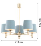 Argon PONTE lampa wisząca 5 pł. 5x15W (max) błękit ciemny mosiądz 2085 Argon PONTE lampa wisząca 5 pł. 5x15W (max) błękit ciemny mosiądz 2085