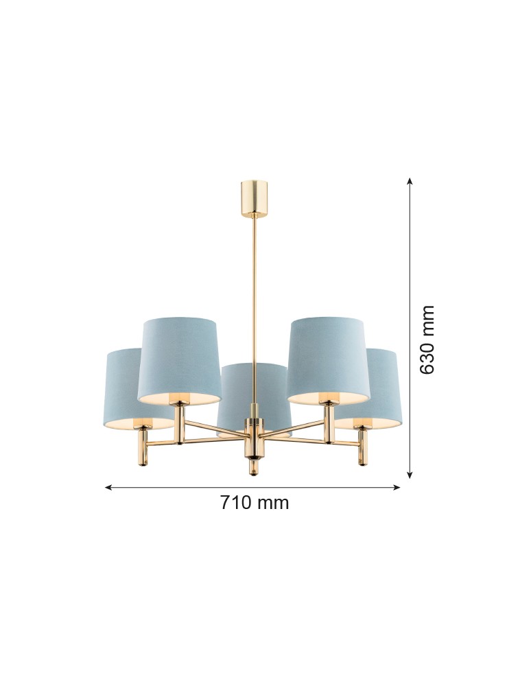 Argon PONTE lampa wisząca 5 pł. 5x15W (max) błękit ciemny mosiądz 2085 Argon PONTE lampa wisząca 5 pł. 5x15W (max) błękit ciemny mosiądz 2085