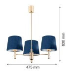 Argon PONTE lampa wisząca 3 pł. 3x15W (max) granat ciemny mosiądz 1485 Argon PONTE lampa wisząca 3 pł. 3x15W (max) granat ciemny mosiądz 1485