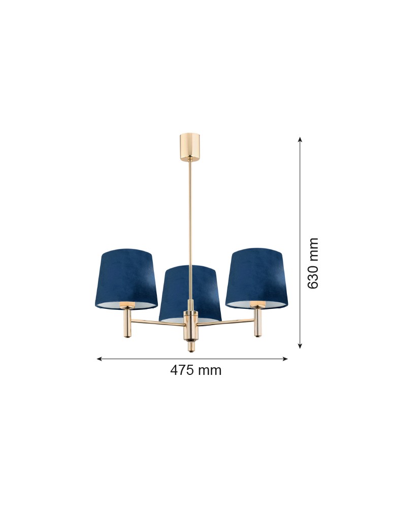 Argon PONTE lampa wisząca 3 pł. 3x15W (max) granat ciemny mosiądz 1485 Argon PONTE lampa wisząca 3 pł. 3x15W (max) granat ciemny mosiądz 1485
