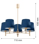 Argon PONTE lampa wisząca 5 pł. 5x15W (max) granat ciemny mosiądz 2086 Argon PONTE lampa wisząca 5 pł. 5x15W (max) granat ciemny mosiądz 2086