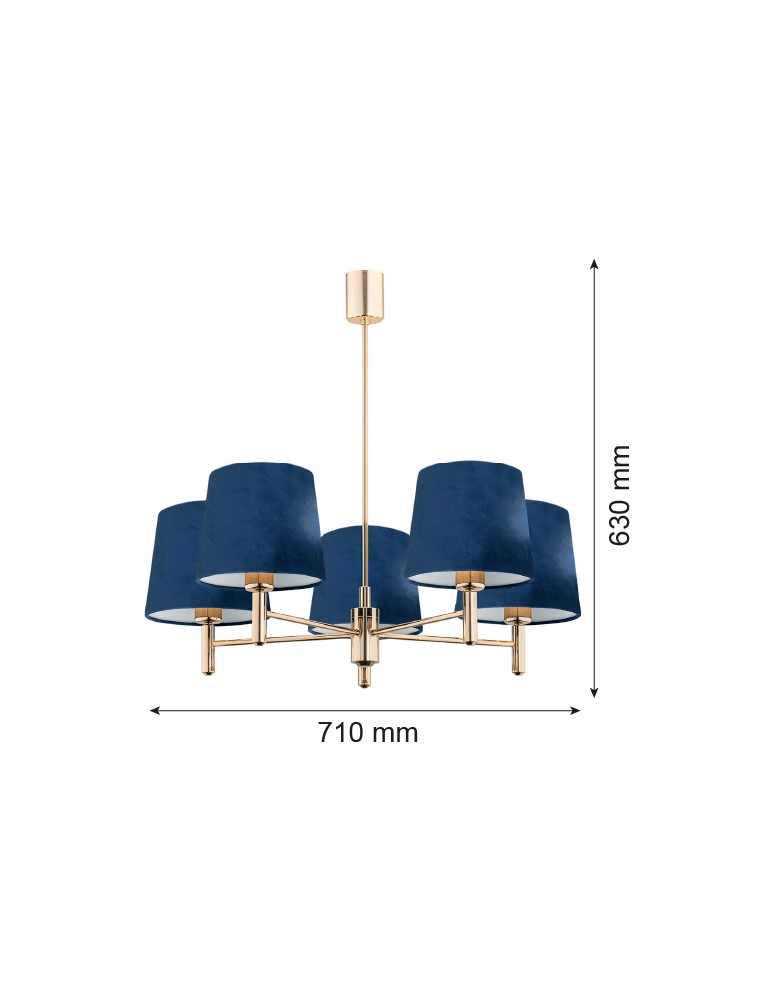 Argon PONTE lampa wisząca 5 pł. 5x15W (max) granat ciemny mosiądz 2086 Argon PONTE lampa wisząca 5 pł. 5x15W (max) granat ciemny mosiądz 2086