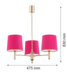 Żyrandole różowe - Argon PONTE lampa wisząca 3 pł. 3x15W (max) różowy ciemny mosiądz 1498 - product 3