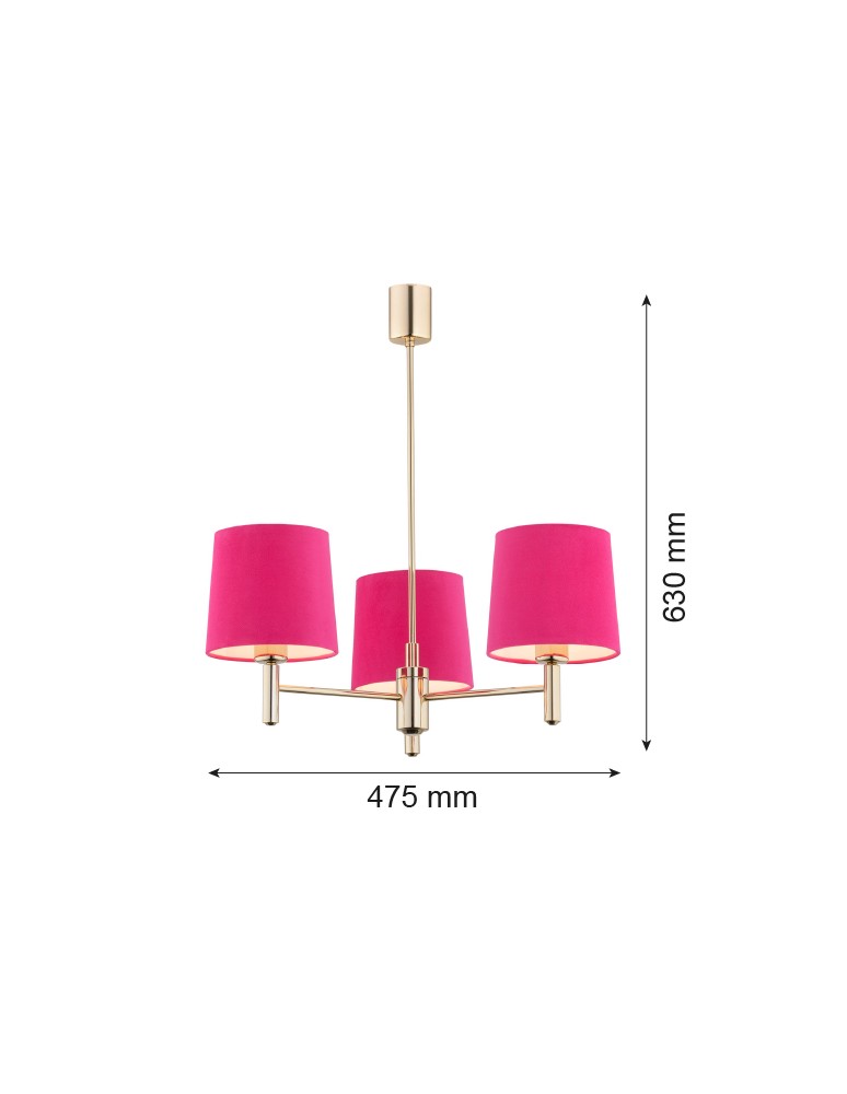 Argon PONTE lampa wisząca 3 pł. 3x15W (max) różowy ciemny mosiądz 1498