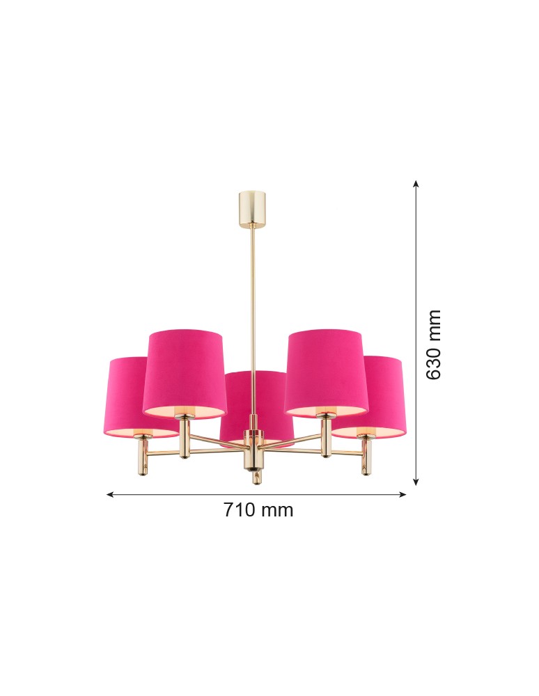 Argon PONTE lampa wisząca 5 pł. 5x15W (max) różowy ciemny mosiądz 2089 Argon PONTE lampa wisząca 5 pł. 5x15W (max) różowy ciemny mosiądz 2089